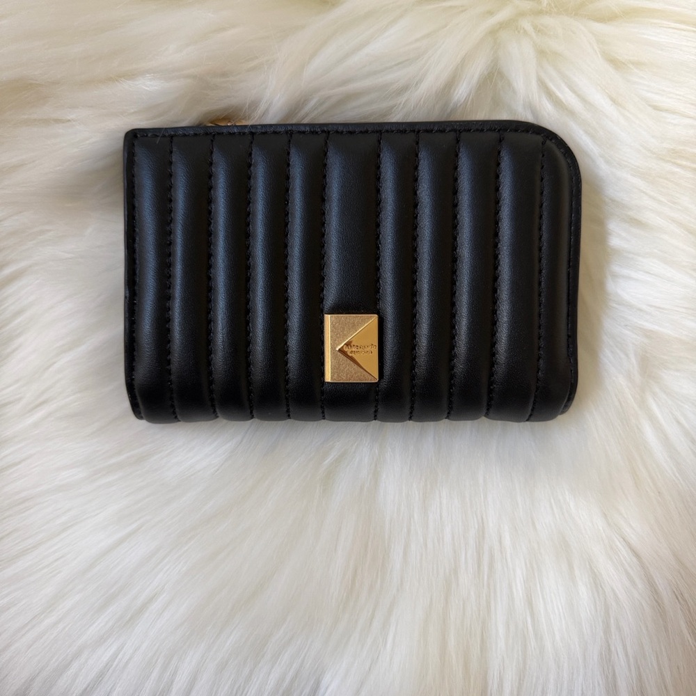 Kate Spade Black Deco Quilted Compact Snap Wallet